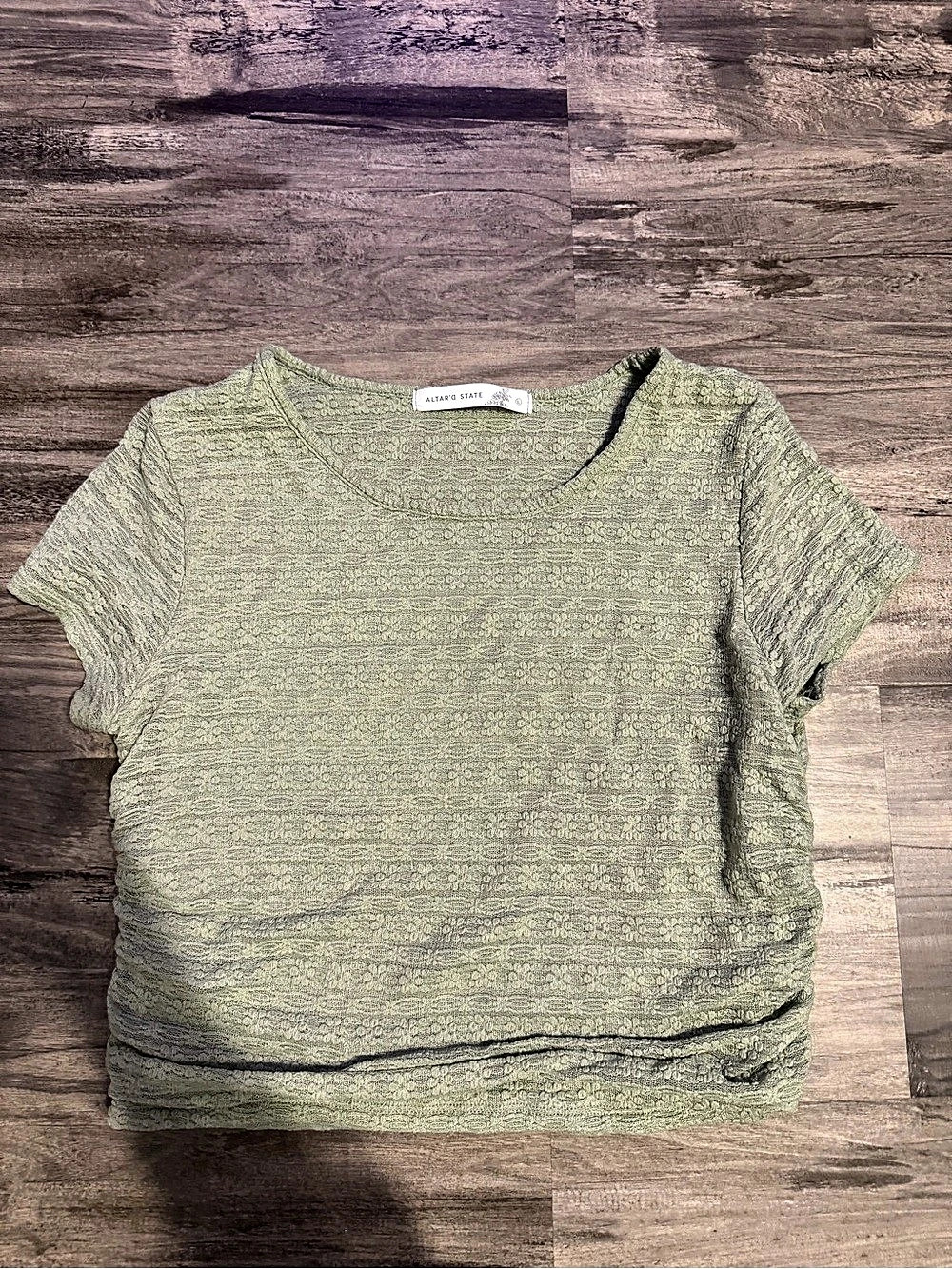 Altar'd State Short Sleeve Top in Green